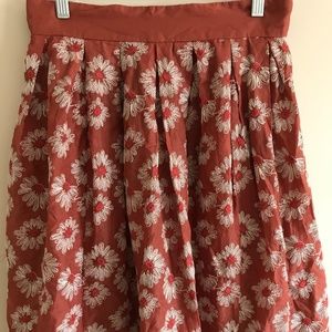 Anthropologie Floral Embroidered Skirt